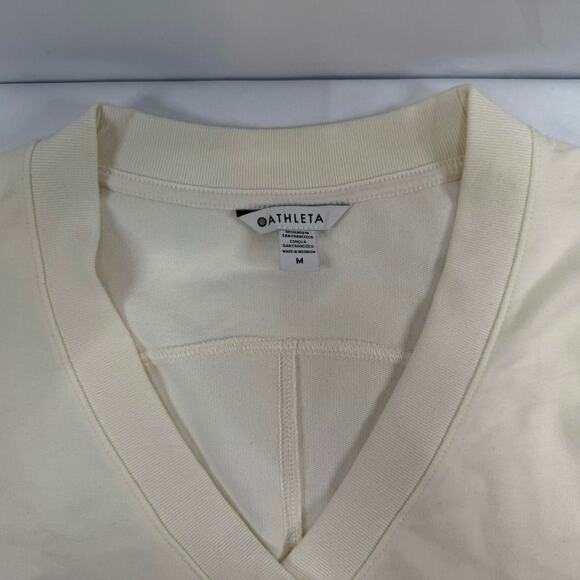 ATHLETA Retroterry V Neck Sweatshirt Size Medium Cream New Sleeveless GymWorkout - Picture 2 of 5